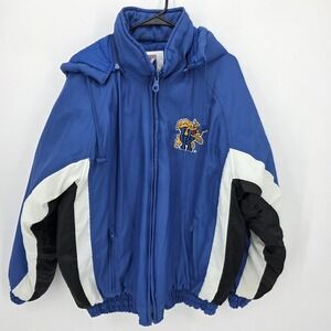 Vintage Logo‎ 7 Kentucky Wildcats Blue Puffer Full Zip Hooded Jacket Men's Sz L